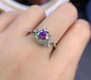 2ct VVS1 Round Cut Rainbow Diamond Engagement Ring-Evani Naomi Jewelry
