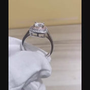 1ct Round Cut Diamond Double Halo Engagement Ring