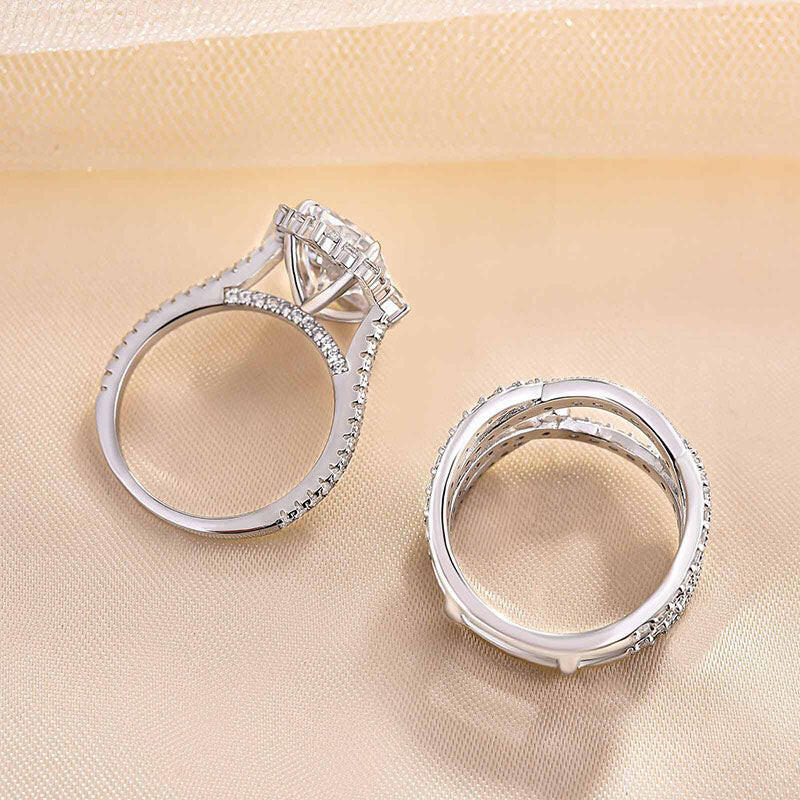 3.0 Ct Halo Radiant Cut Insert Ring Set-Evani Naomi Jewelry