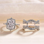 3.0 Ct Halo Radiant Cut Insert Ring Set-Evani Naomi Jewelry