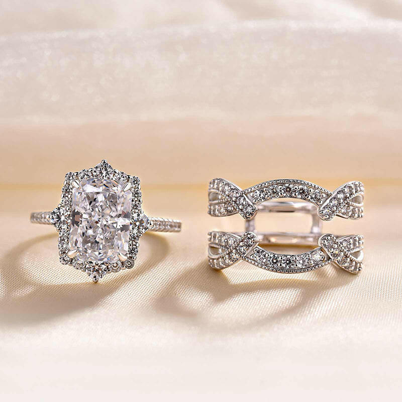 3.0 Ct Halo Radiant Cut Insert Ring Set-Evani Naomi Jewelry