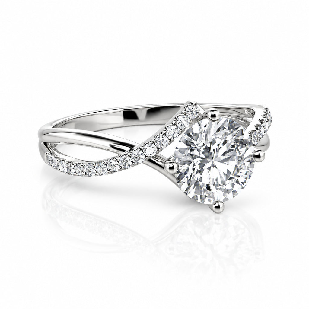 3.0 Ct Round Cut Diamond Twisted Bypass Pave Engagement Ring-Evani Jewelry