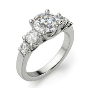 3.0 Ct Round Cut Five Diamonds Engagement Ring-Evani Naomi Jewelry