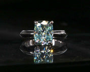 3.0 ct Blue Green Cushion Cut Diamond Engagement Ring-Evani Naomi Jewelry