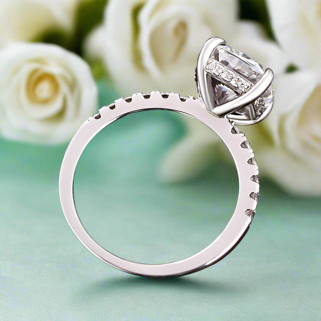 3.0 ct Cushion Cut Diamond Engagement Ring-Evani Naomi Jewelry