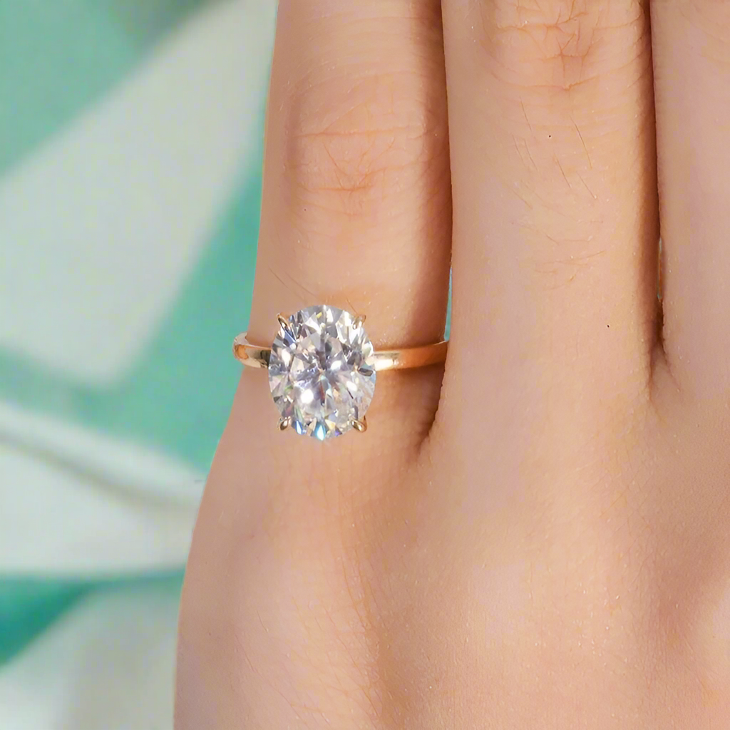 3.0 ct Oval Cut 14k Gold Engagement Ring-Evani Naomi Jewelry