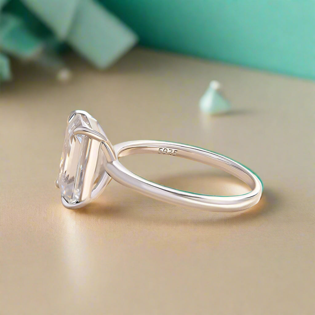3.3 Ct Classic Emerald Cut Engagement Ring-Evani Naomi Jewelry