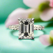 3.3 ct White Gold Emerald Cut Engagement Ring-Evani Naomi Jewelry