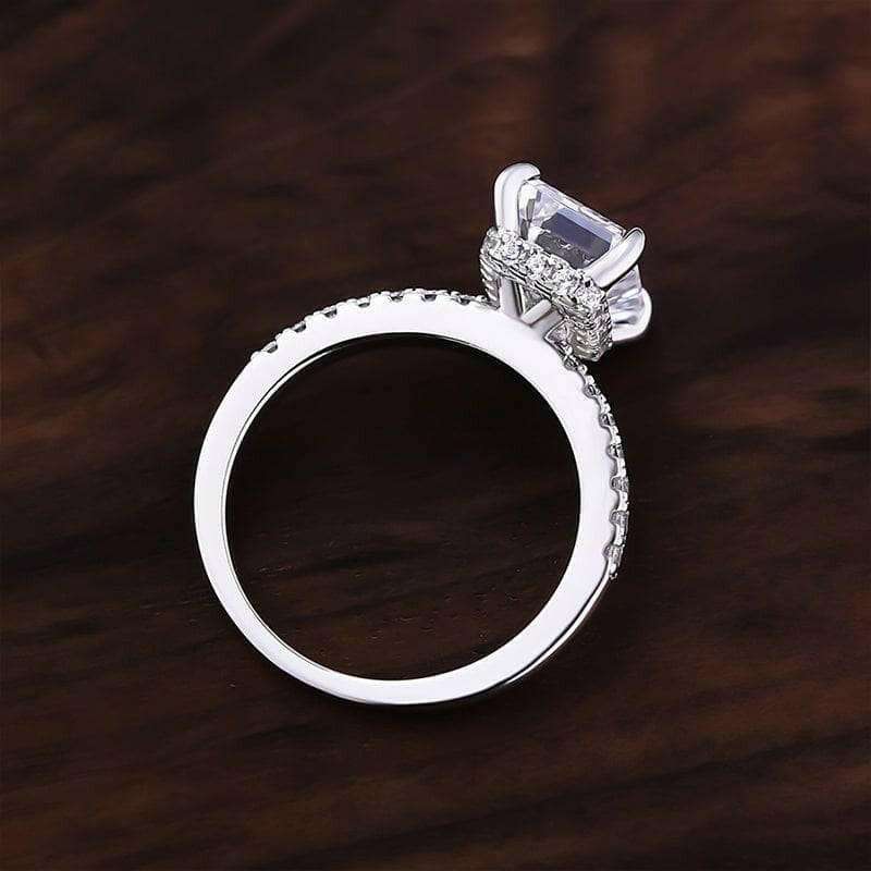 3.3 ct White Gold Emerald Cut Engagement Ring-Evani Naomi Jewelry