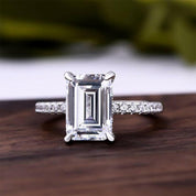 3.3 ct White Gold Emerald Cut Engagement Ring-Evani Naomi Jewelry