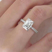 3.3 ct White Gold Emerald Cut Engagement Ring-Evani Naomi Jewelry