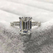 3.3 ct White Gold Emerald Cut Engagement Ring-Evani Naomi Jewelry