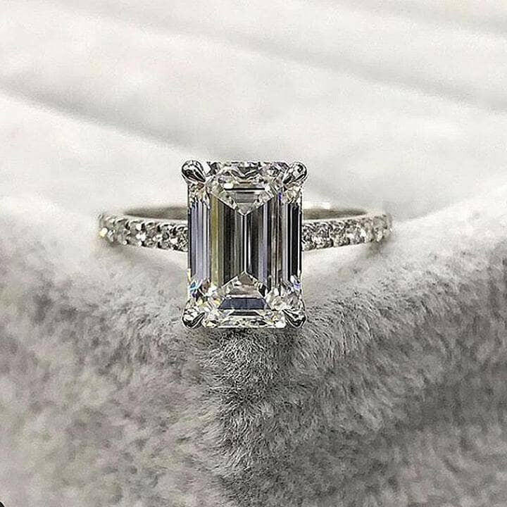 3.3 ct White Gold Emerald Cut Engagement Ring-Evani Naomi Jewelry