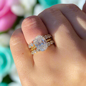 3.5 Ct Oval Cut 3PC Yellow Gold Wedding Ring Set-Evani Naomi Jewelry