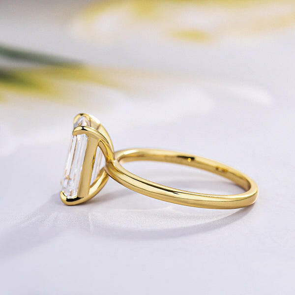 3.5 Ct Yellow Gold Emerald Cut Solitaire Engagement Ring-Evani Naomi Jewelry