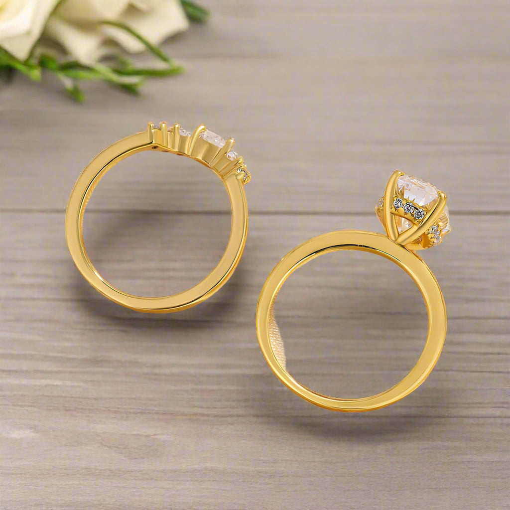 3.5 ct Oval Cut Solitaire Yellow Gold Wedding Set-Evani Naomi Jewelry