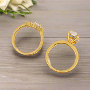 3.5 ct Oval Cut Solitaire Yellow Gold Wedding Set-Evani Naomi Jewelry