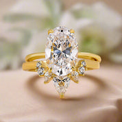3.5 ct Oval Cut Solitaire Yellow Gold Wedding Set-Evani Naomi Jewelry