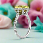 3.50 Ct Fancy Yellow Pear Cut Diamond Engagement Ring-Evani Naomi Jewelry