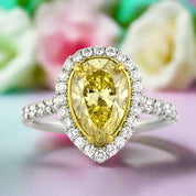 3.50 Ct Fancy Yellow Pear Cut Diamond Engagement Ring-Evani Naomi Jewelry