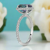 3.50 ct Cushion Cut Diamond Halo Engagement Ring-Evani Naomi Jewelry