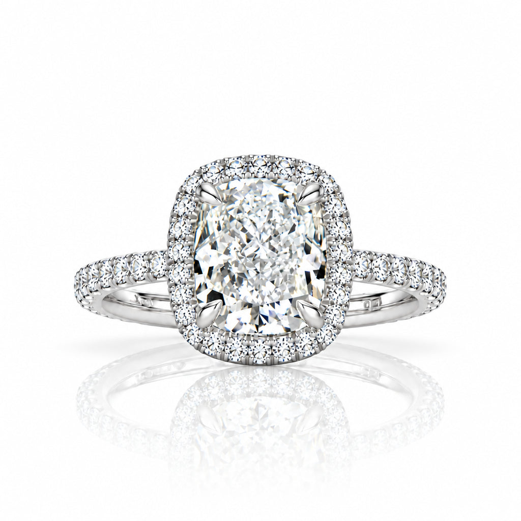 3.50 ct Cushion Cut Alexandrite Halo Engagement Ring-Evani Jewelry