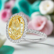 3.50 ct Yellow Oval Cut Diamond 14k White Gold Engagement Ring-Evani Naomi Jewelry