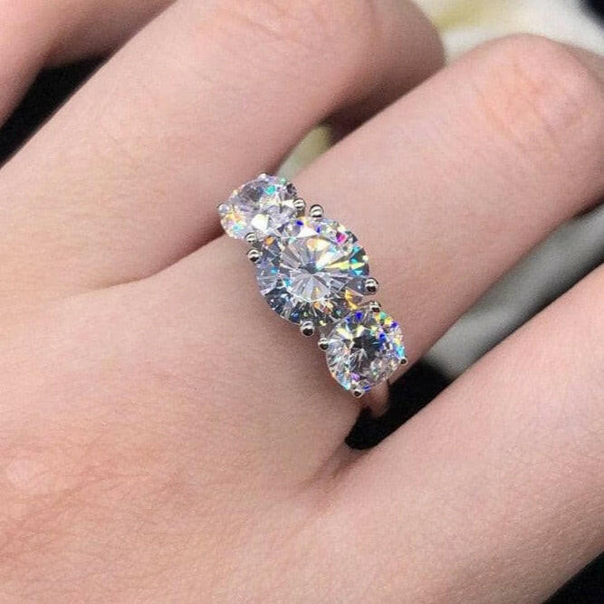 3.6ct 8mm Round Cut Diamond Three Halo Engagement Ring-Evani Naomi Jewelry