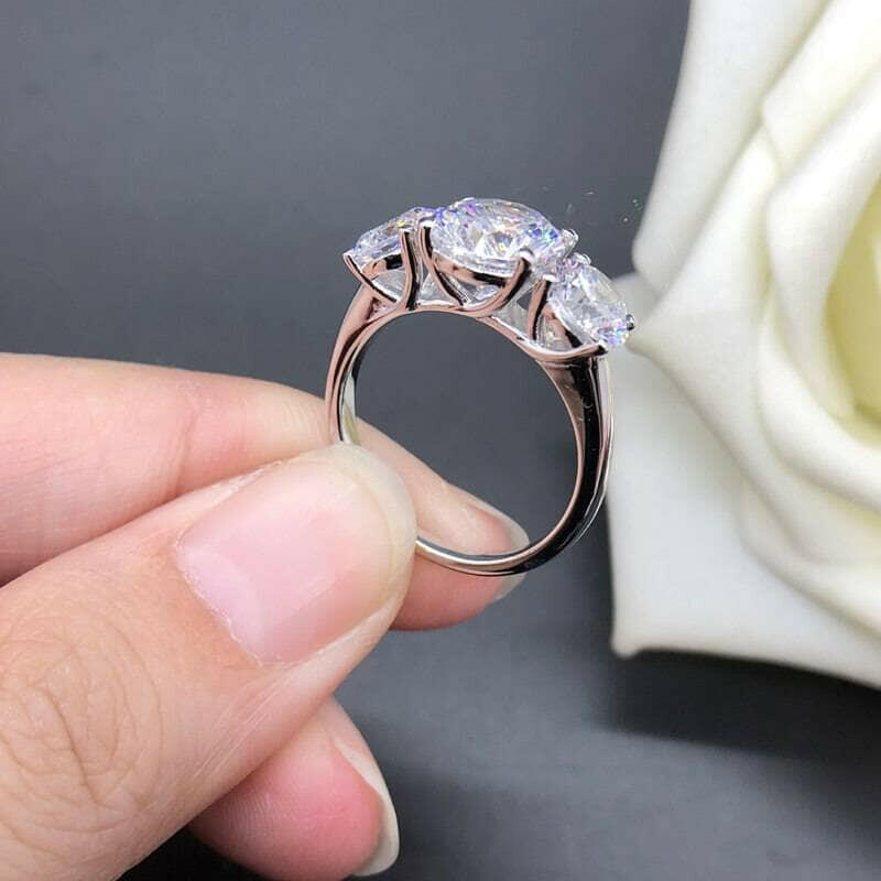 3.6ct 8mm Round Cut Diamond Three Halo Engagement Ring-Evani Naomi Jewelry