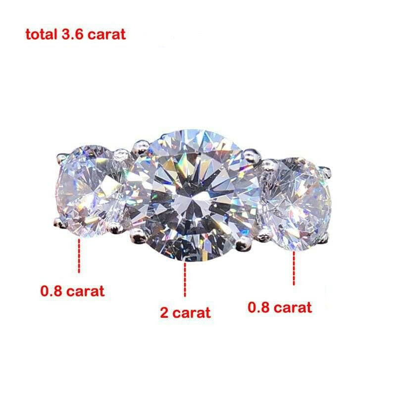 3.6ct 8mm Round Cut Diamond Three Halo Engagement Ring-Evani Naomi Jewelry