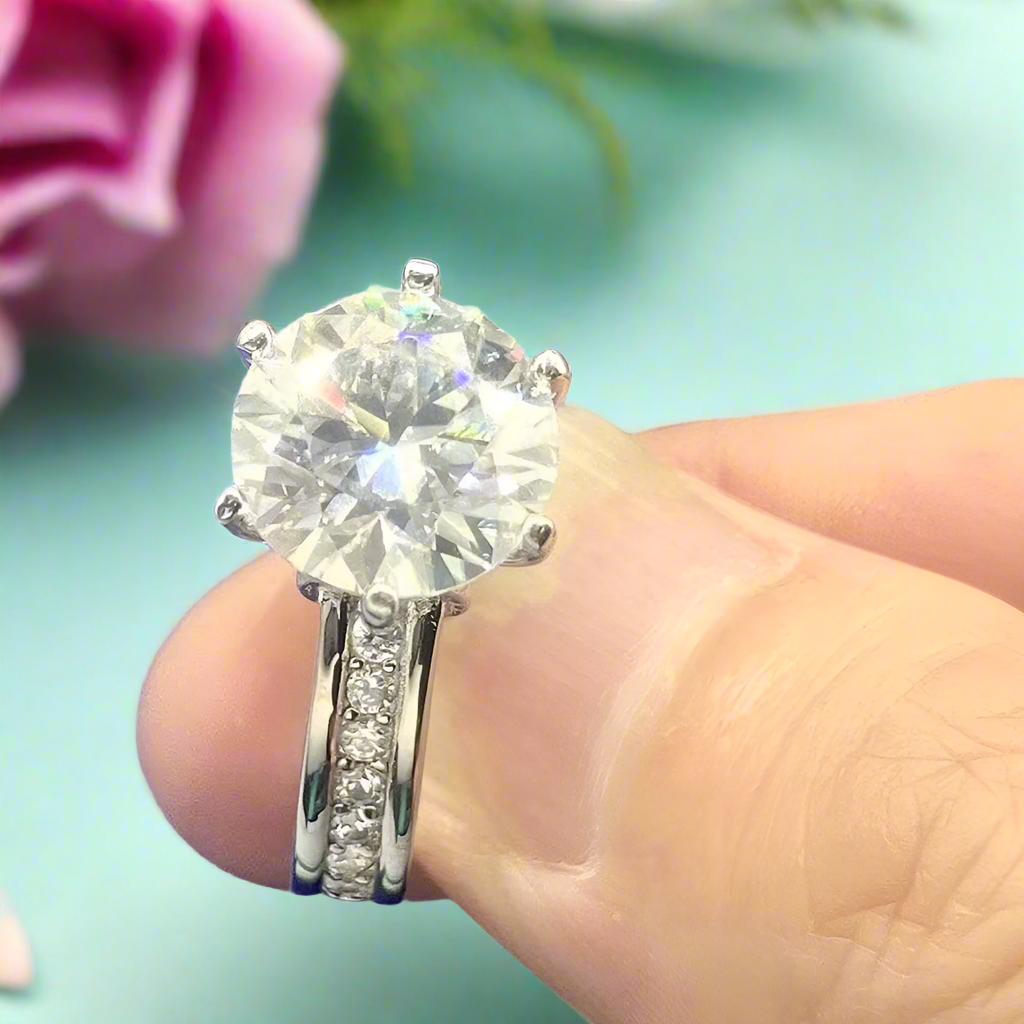 3ct High Crown Diamond Wedding Ring-Evani Naomi Jewelry