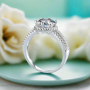 3ct Round Brilliant Cut Diamond Halo Engagement Ring-Evani Naomi Jewelry