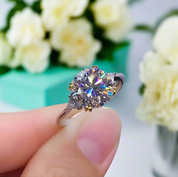 3ct Round Cut Crackling Diamond Engagement Ring-Evani Naomi Jewelry