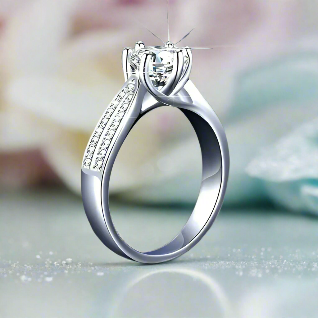 3ct Round Diamond Wedding Ring-Evani Naomi Jewelry