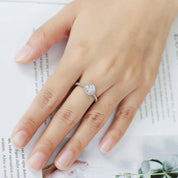 4 Prong 1.00 ct Round Halo Diamond Engagement Ring-Evani Naomi Jewelry