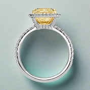 4.0 ct 14k White Gold Light Yellow Radiant Cut Diamond Engagement Ring-Evani Naomi Jewelry