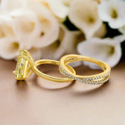 4.5 ct Cushion Cut Yellow Gold Wedding Set-Evani Naomi Jewelry