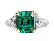 4.5ct Asscher Cut Diamond Three Stone Engagement Ring-Evani Naomi Jewelry