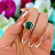 4.5ct Asscher Cut Diamond Three Stone Engagement Ring-Evani Naomi Jewelry