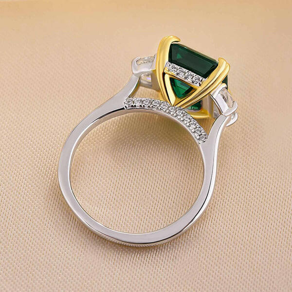 4.5ct Asscher Cut Diamond Three Stone Engagement Ring-Evani Naomi Jewelry