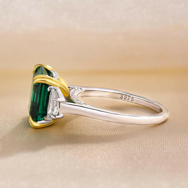 4.5ct Asscher Cut Diamond Three Stone Engagement Ring-Evani Naomi Jewelry