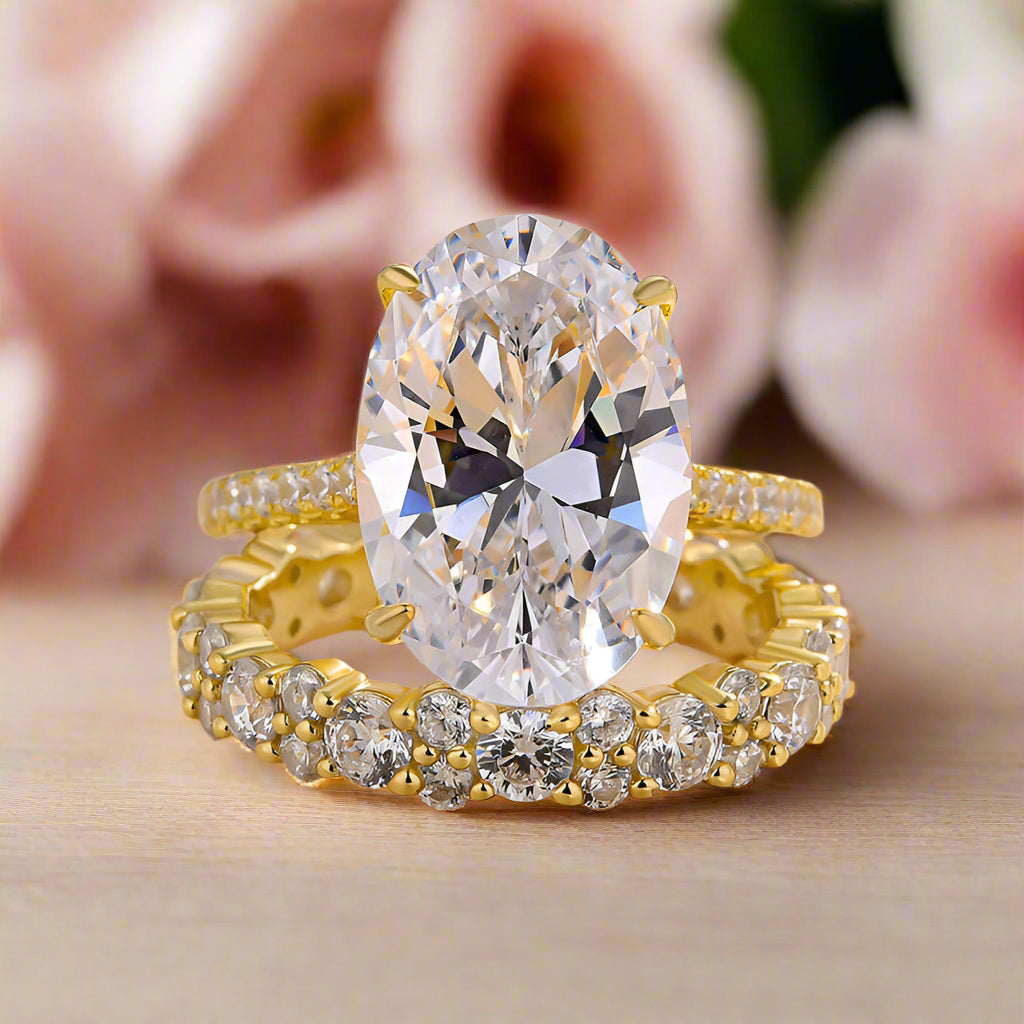 5.0 ct Oval-Cut Yellow Gold Wedding Set-Evani Naomi Jewelry