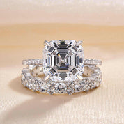 5.5 Ct Asscher Cut White Gold Wedding Set-Evani Naomi Jewelry