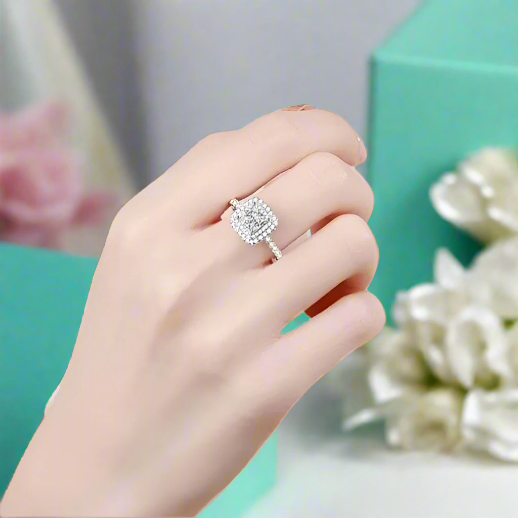 5.5mm 1ct Princess Cut Diamond Engagement Ring-Evani Naomi Jewelry