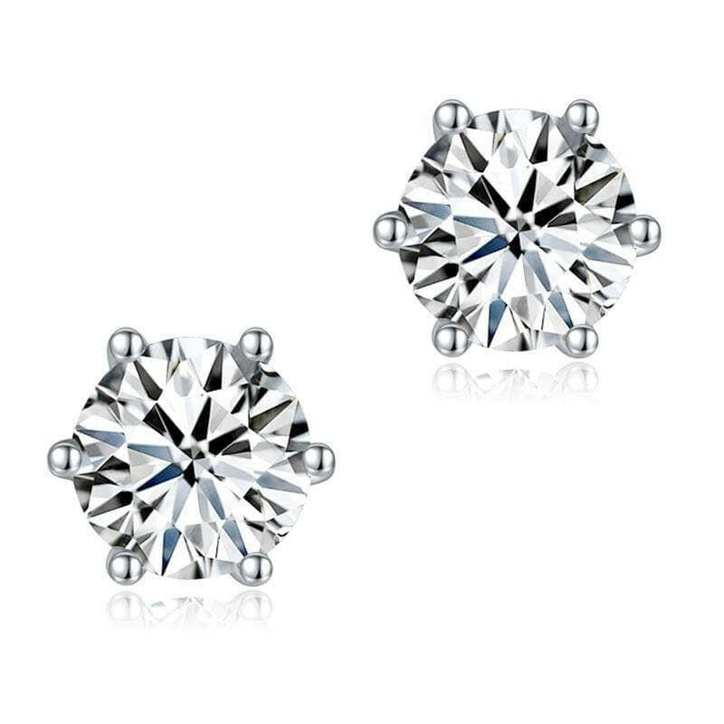 6 Claws Round 2.0 ct Diamond Stud Earrings-Evani Naomi Jewelry
