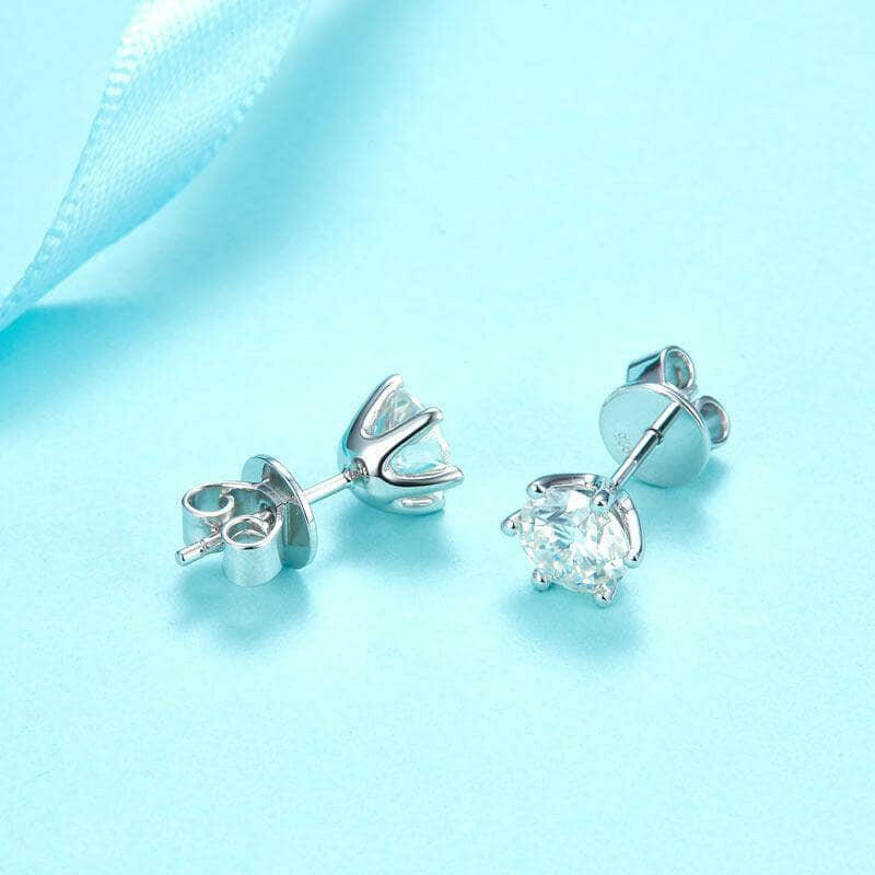 6 Claws Round 2.0 ct Diamond Stud Earrings-Evani Naomi Jewelry