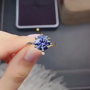 Round Cut 1.0 ct Blue Diamond Engagement Ring