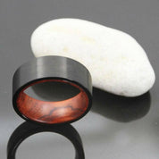 8mm Black Tungsten Band with Wooden Inner Shank-Evani Naomi Jewelry