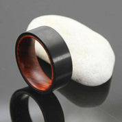 8mm Black Tungsten Band with Wooden Inner Shank-Evani Naomi Jewelry