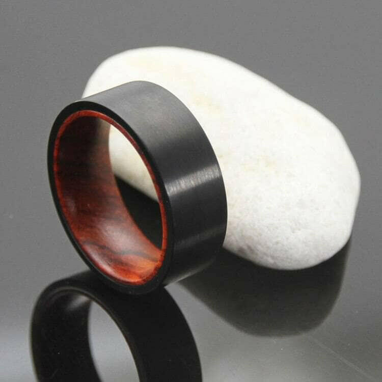 8mm Black Tungsten Band with Wooden Inner Shank-Evani Naomi Jewelry